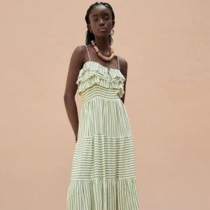 Zara Striped Linen Blend Midi Dress